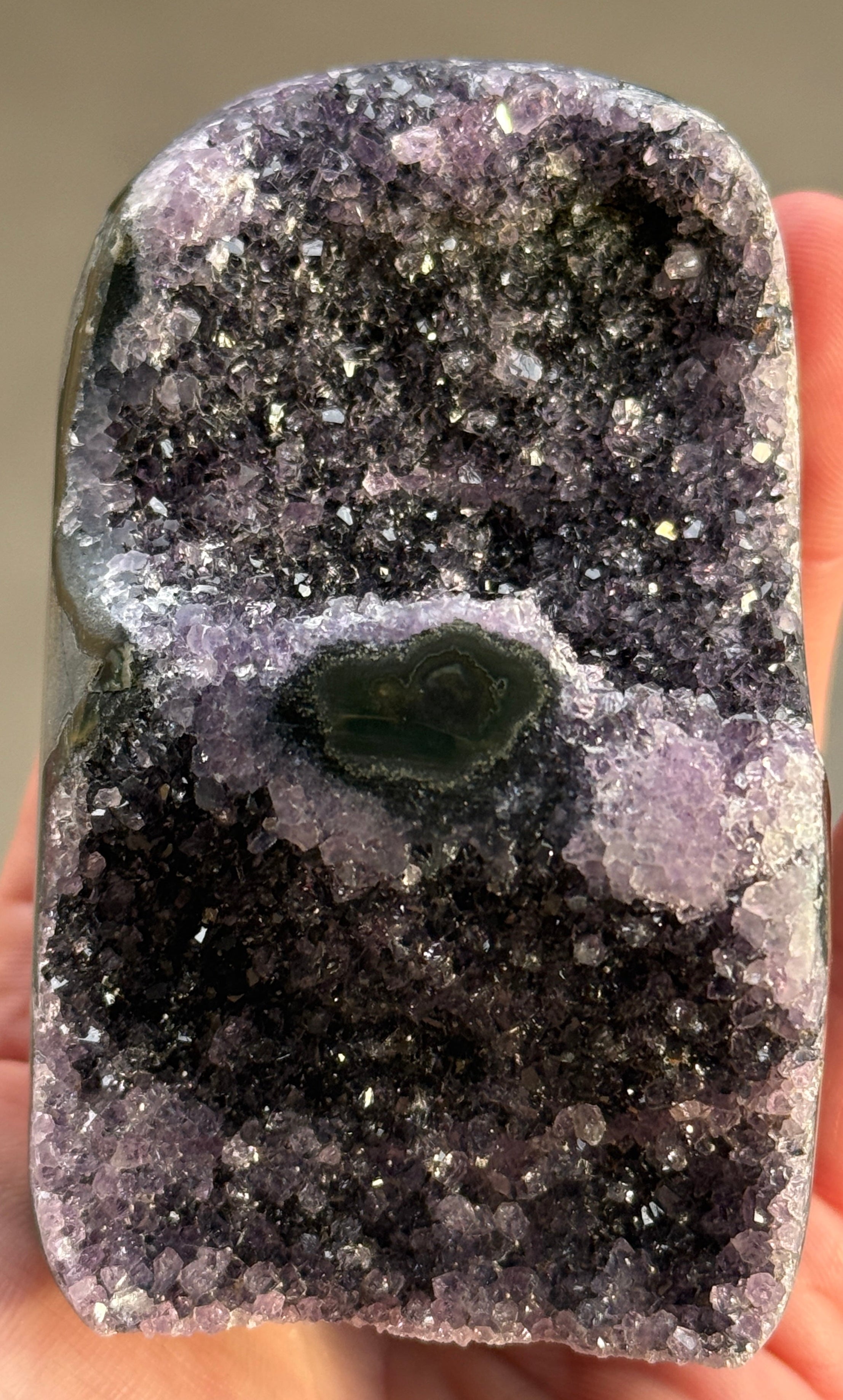 Dark purple amethyst with a black hue